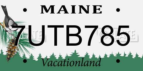 7UTB785 Maine License Plate