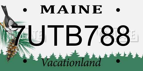 7UTB788 Maine License Plate