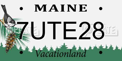 7UTE28 Maine License Plate
