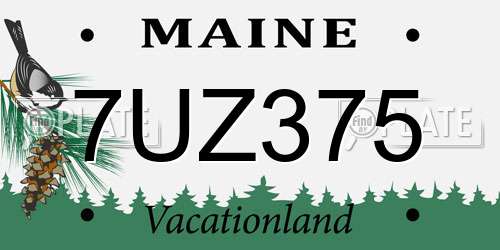 7UZ375 Maine License Plate