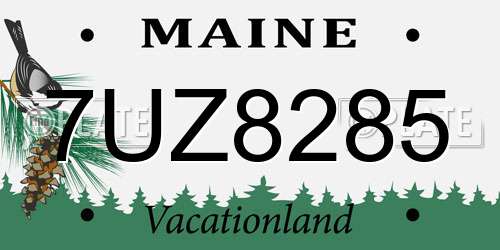 7UZ8285 Maine License Plate