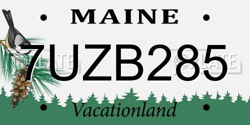7UZB285 Maine License Plate