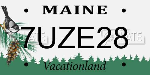 7UZE28 Maine License Plate