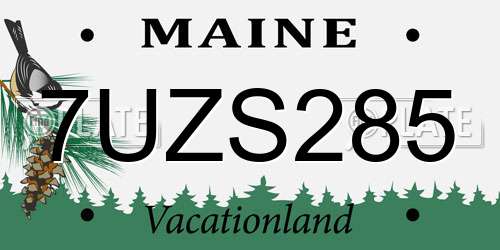 7UZS285 Maine License Plate