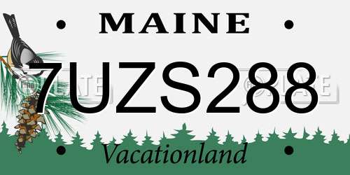 7UZS288 Maine License Plate