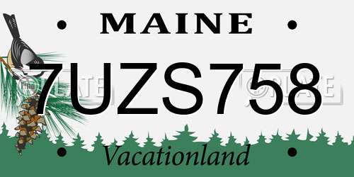 7UZS758 Maine License Plate