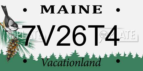 7V26T4 Maine License Plate
