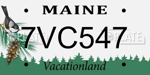 7VC547 Maine License Plate