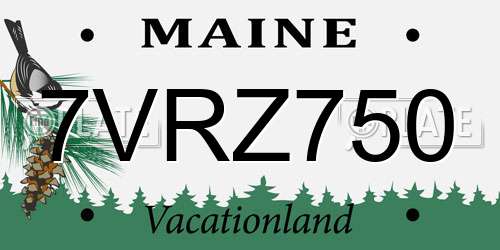 7VRZ750 Maine License Plate