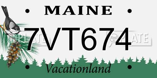 7VT674 Maine License Plate