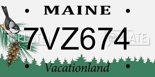 7VZ674 Maine License Plate