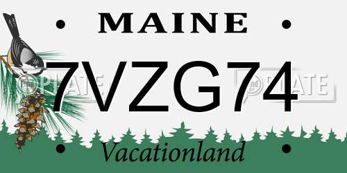 7VZG74 Maine License Plate