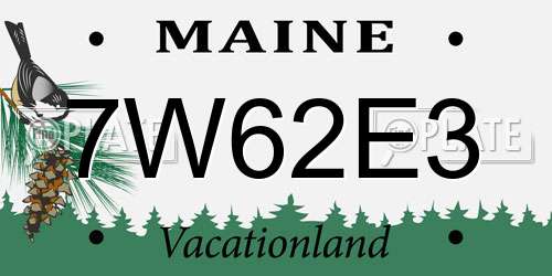 7W62E3 Maine License Plate