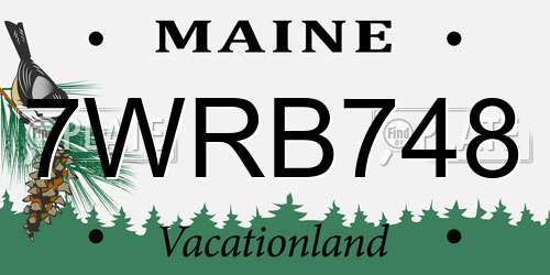 7WRB748 Maine License Plate