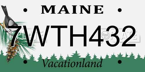 7WTH432 Maine License Plate