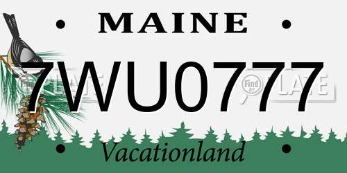 7WU0777 Maine License Plate