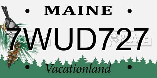 7WUD727 Maine License Plate