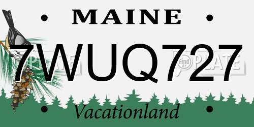 7WUQ727 Maine License Plate