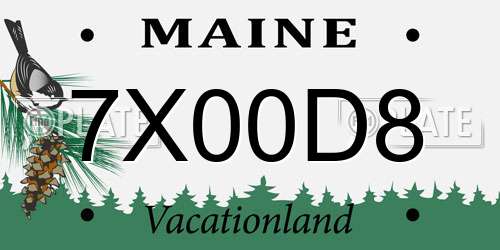 7X00D8 Maine License Plate