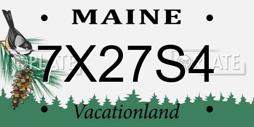 7X27S4 Maine License Plate