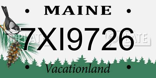 7XI9726 Maine License Plate