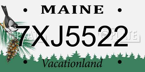 7XJ5522 Maine License Plate