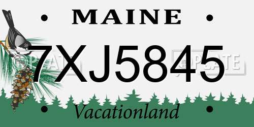 7XJ5845 Maine License Plate