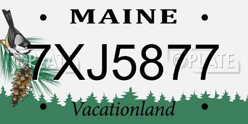 7XJ5877 Maine License Plate