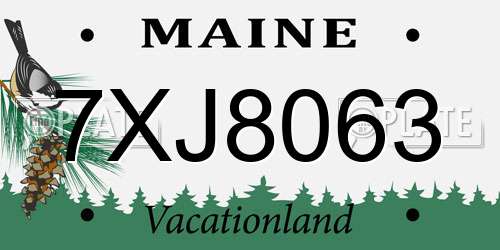 7XJ8063 Maine License Plate