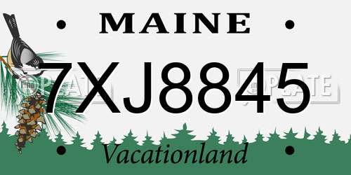 7XJ8845 Maine License Plate