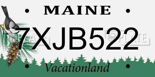 7XJB522 Maine License Plate
