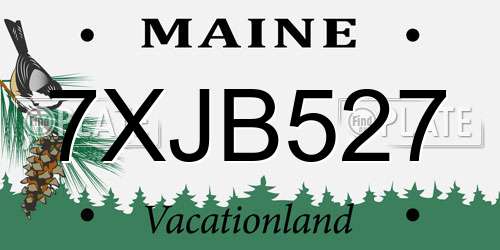 7XJB527 Maine License Plate