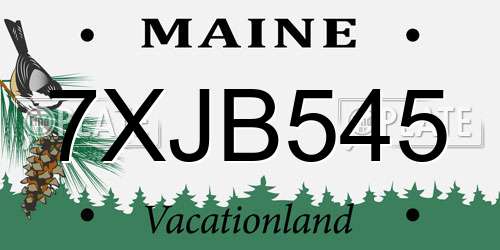 7XJB545 Maine License Plate