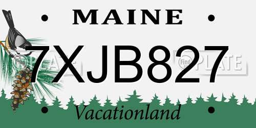 7XJB827 Maine License Plate