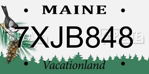 7XJB848 Maine License Plate