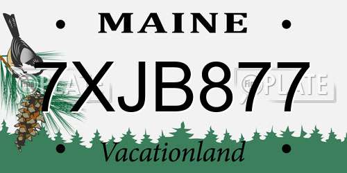 7XJB877 Maine License Plate