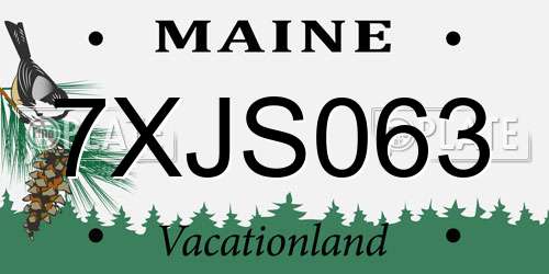 7XJS063 Maine License Plate