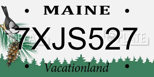 7XJS527 Maine License Plate