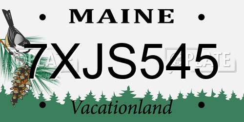 7XJS545 Maine License Plate