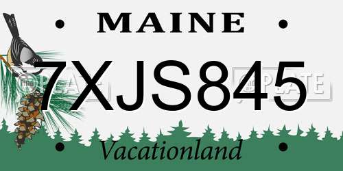 7XJS845 Maine License Plate