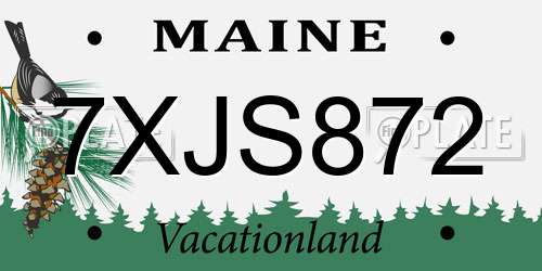 7XJS872 Maine License Plate