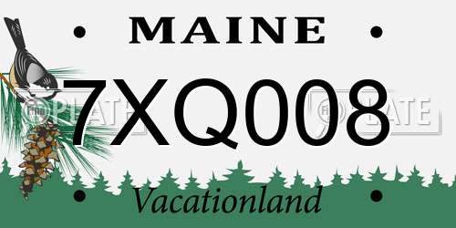 7XQ008 Maine License Plate