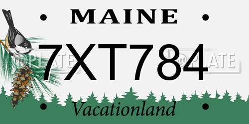 7XT784 Maine License Plate