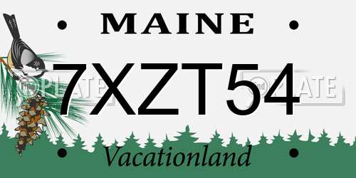 7XZT54 Maine License Plate