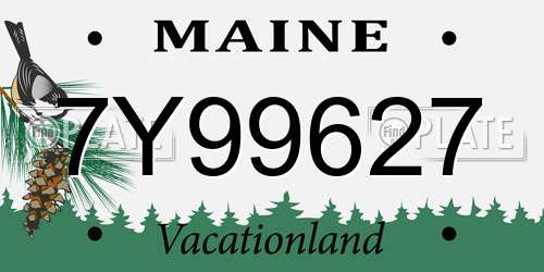 7Y99627 Maine License Plate