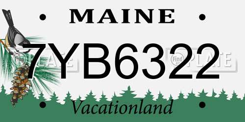 7YB6322 Maine License Plate