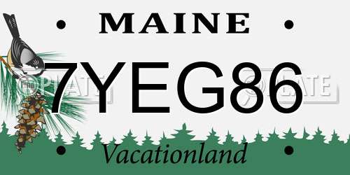 7YEG86 Maine License Plate