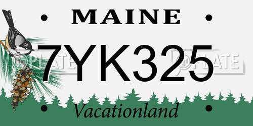 7YK325 Maine License Plate