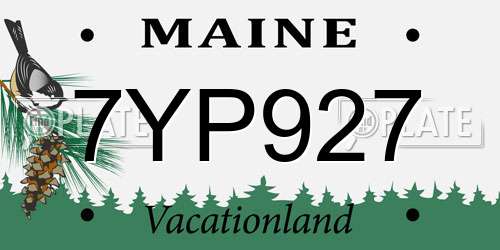 7YP927 Maine License Plate