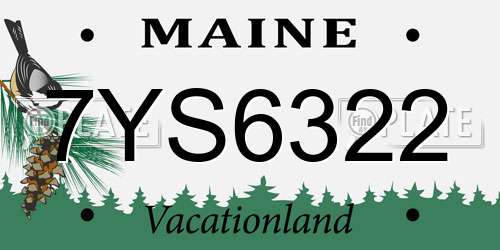 7YS6322 Maine License Plate